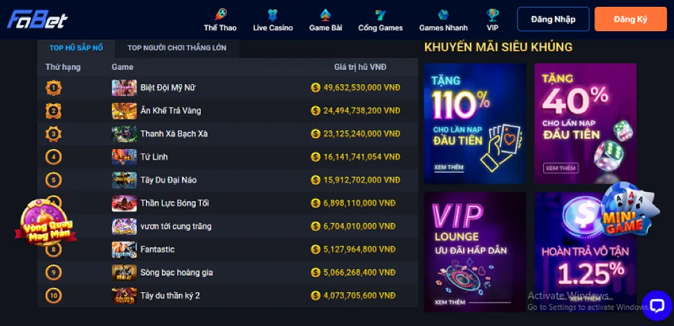 Các chương trình khuyến mãi và ưu đãi tại 32win Top